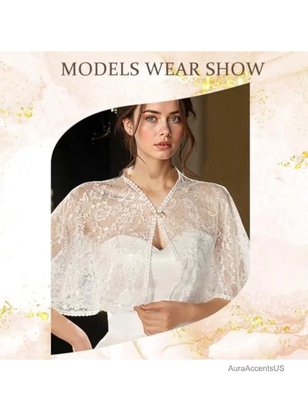 White Lace Wedding Shawl, Floral Embroidered Shrug Cape, Pearl Button